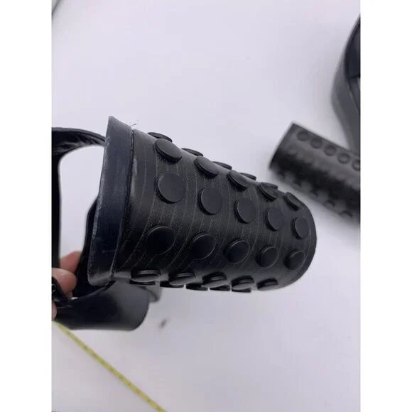 All Saints Leather East Heel Sandals Block Heel Shoes Strap Navy 41 Women’s 11 - Picture 12 of 15